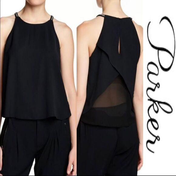 Parker Tops - Parker Mesh Inset Chain Strap Blouse